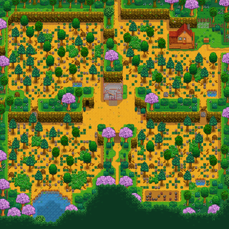 Stardew Valley Best Starting Farm Layout   Stardew 1.4 Four Corners Map 