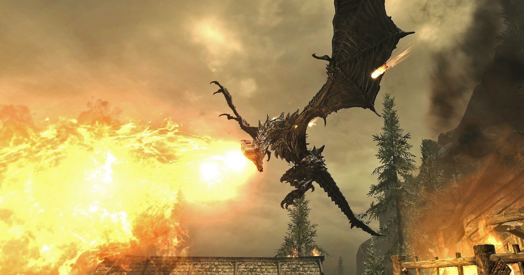 Skyrim 10 Best Destruction Spells Ranked TheGamer   Skyrim Alduin Fire Cropped 