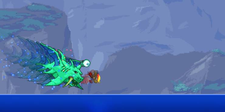 Terrariaデュークフィシュロン水を渡って飛んで