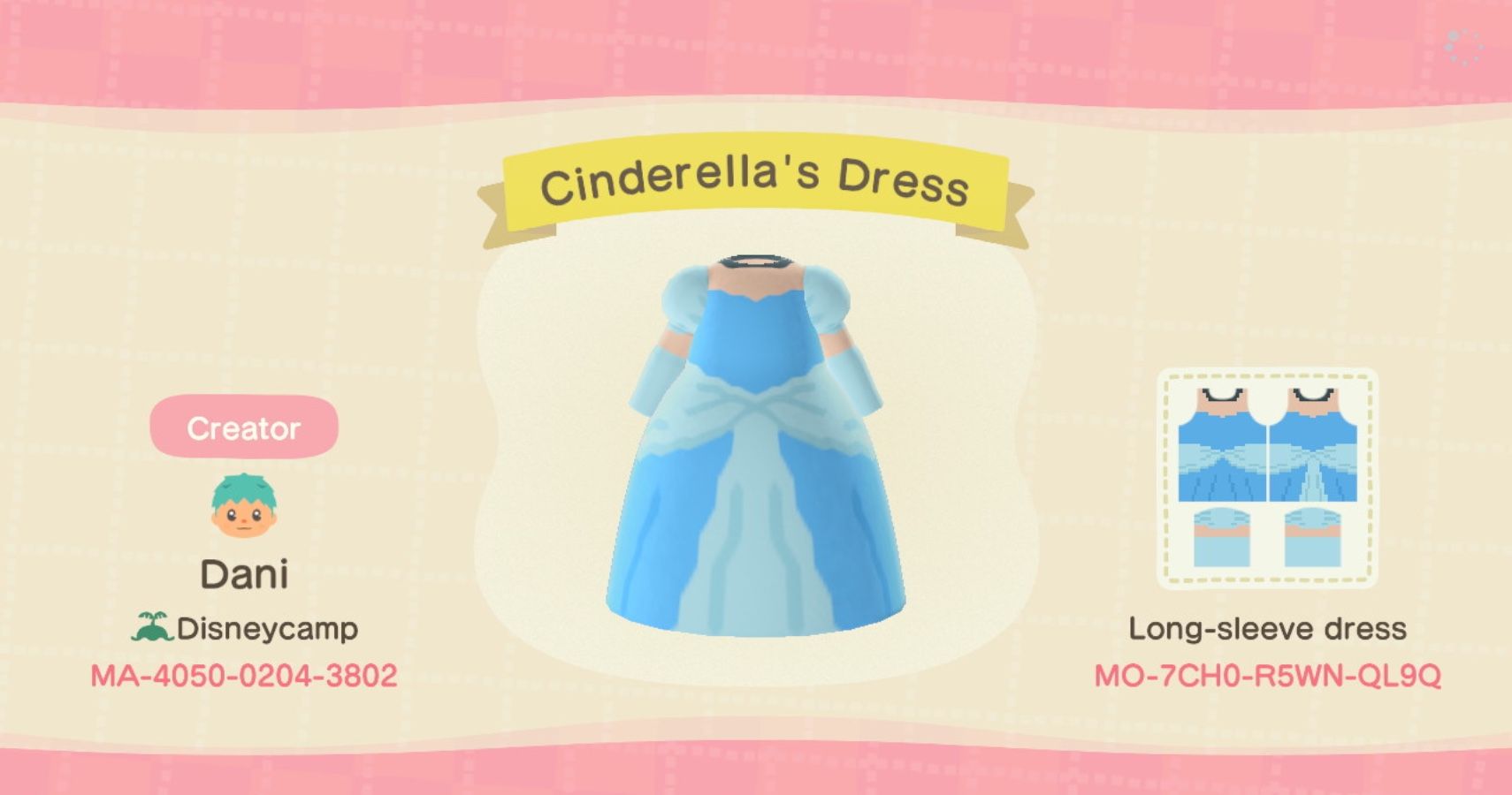 Animal Crossing: New Horizons - Codes For Disney Princess Outfits