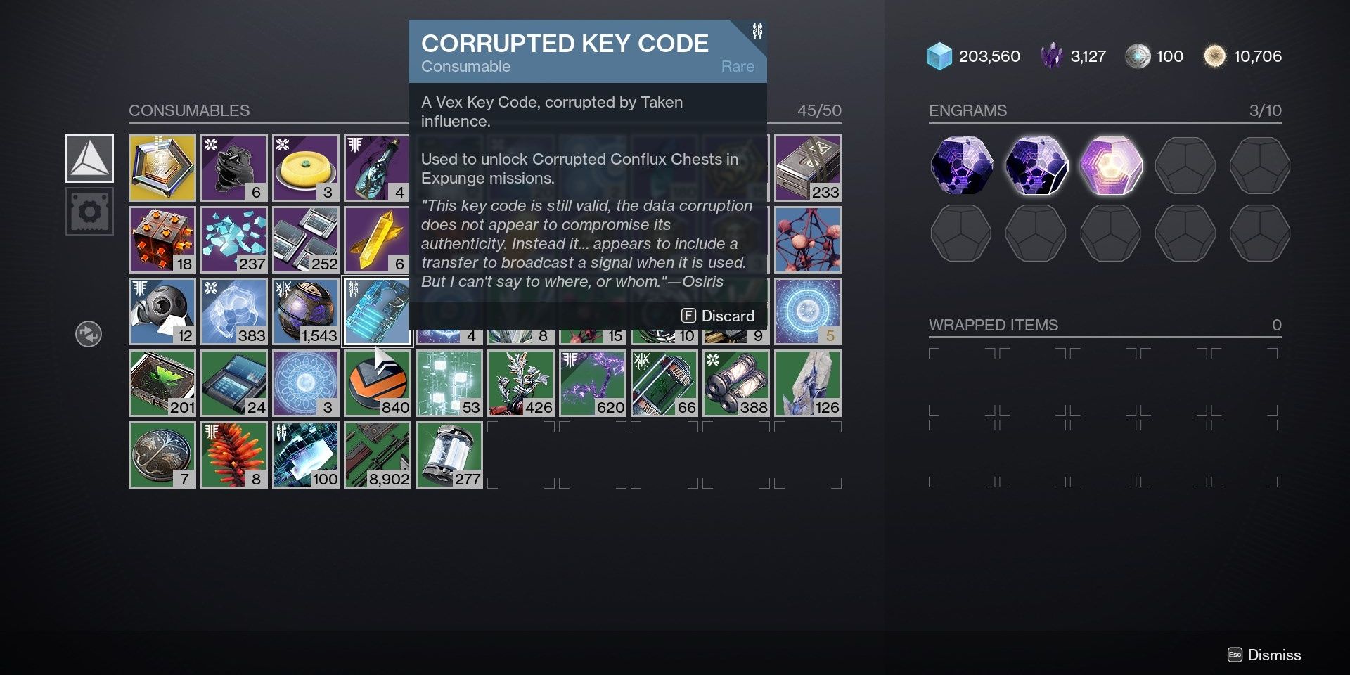 key codes destiny 2